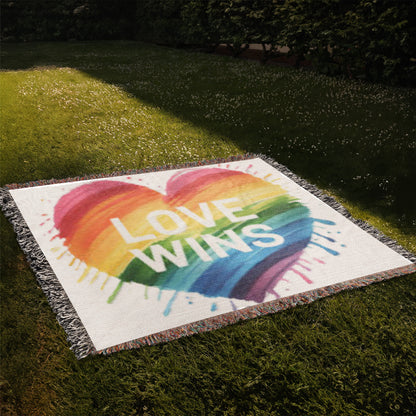 Love Wins Rainbow Heirloom Woven Blanket