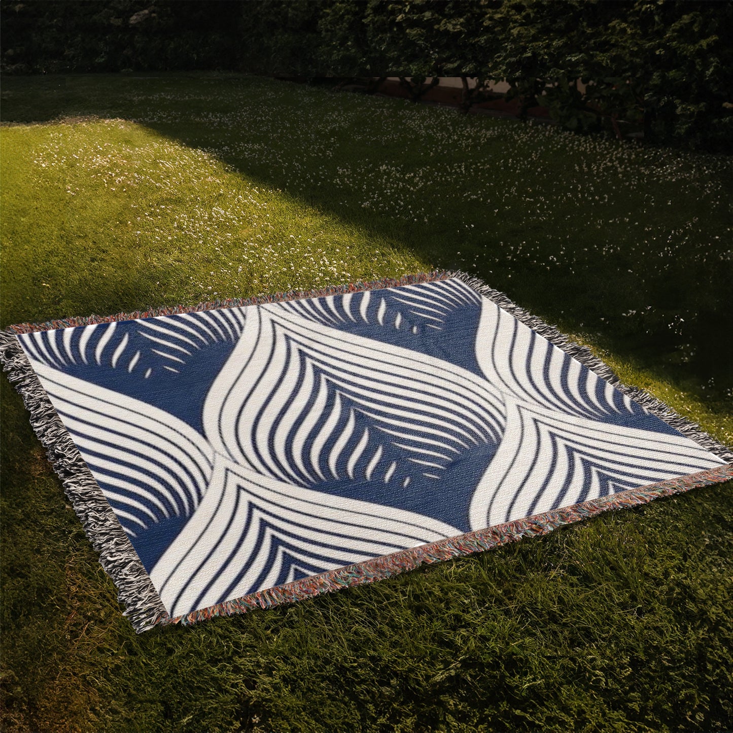 POPULAR DESIGN-Custom Designer Blue Leaf Heirloom Artwork Woven Blanket