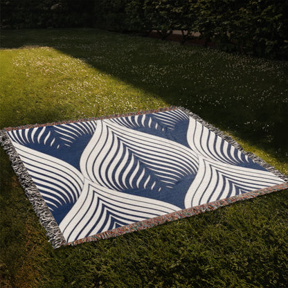 POPULAR DESIGN-Custom Designer Blue Leaf Heirloom Artwork Woven Blanket