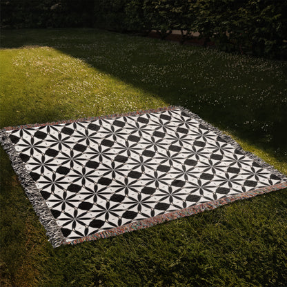 Black & White Custom Geometric Artwork Designer Heirloom Woven Blanket