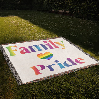 POPULAR DESIGN- Custom Designer Family Pride Rainbow Heart Heirloom Artwork Woven Blanket