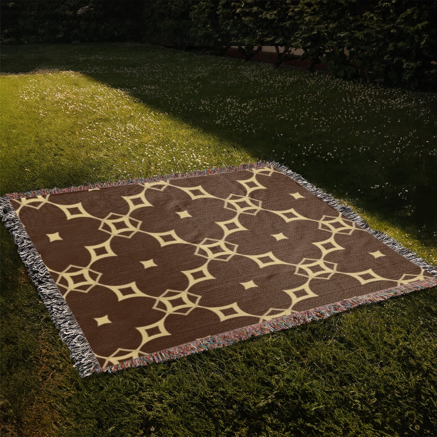 CUSTOM DESIGNER DIAMOND PATTERN HEIRLOOM ARTWORK WOVEN BLANKET