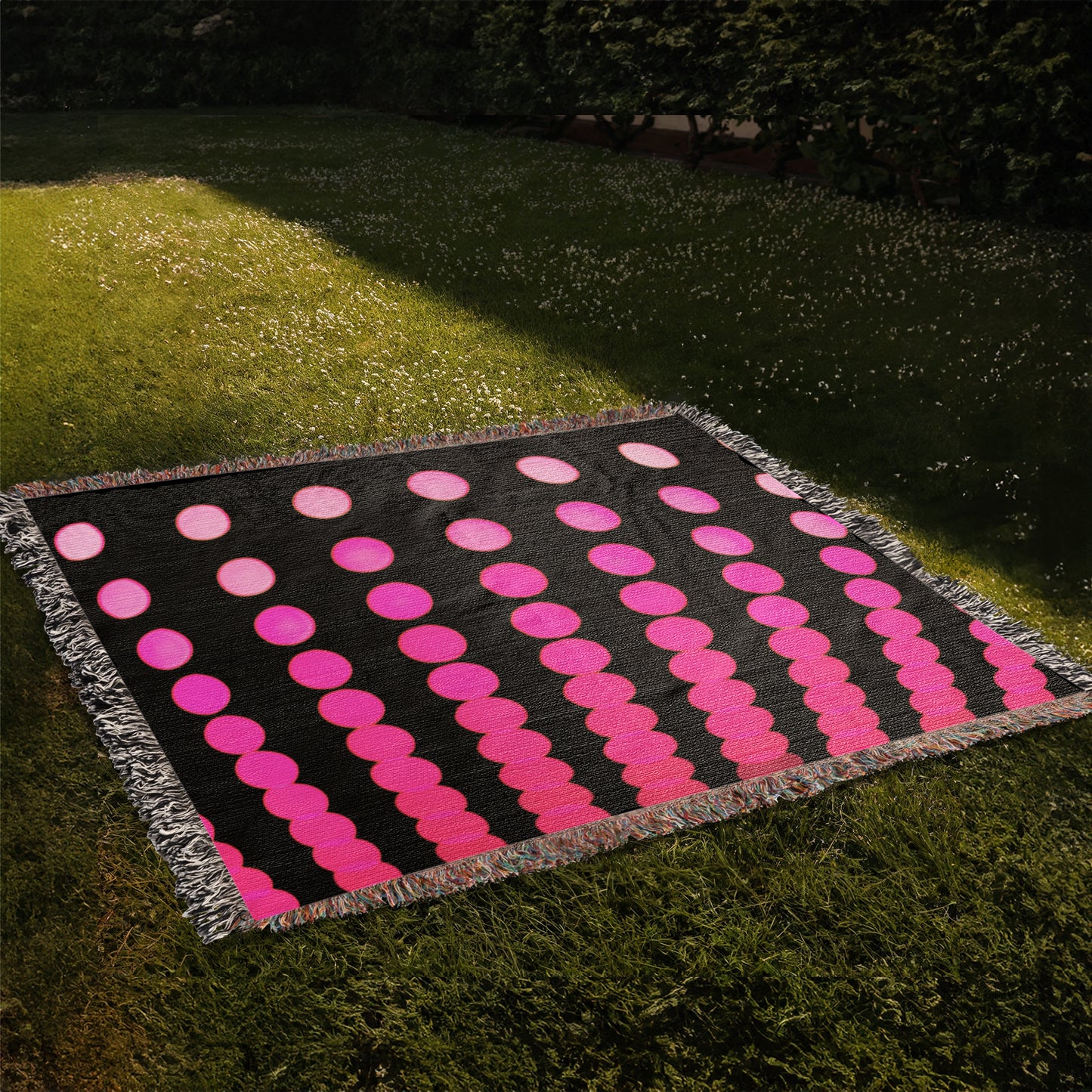 Custom Designer Pink Dot Links Heirloom Artwork Woven Blanket
