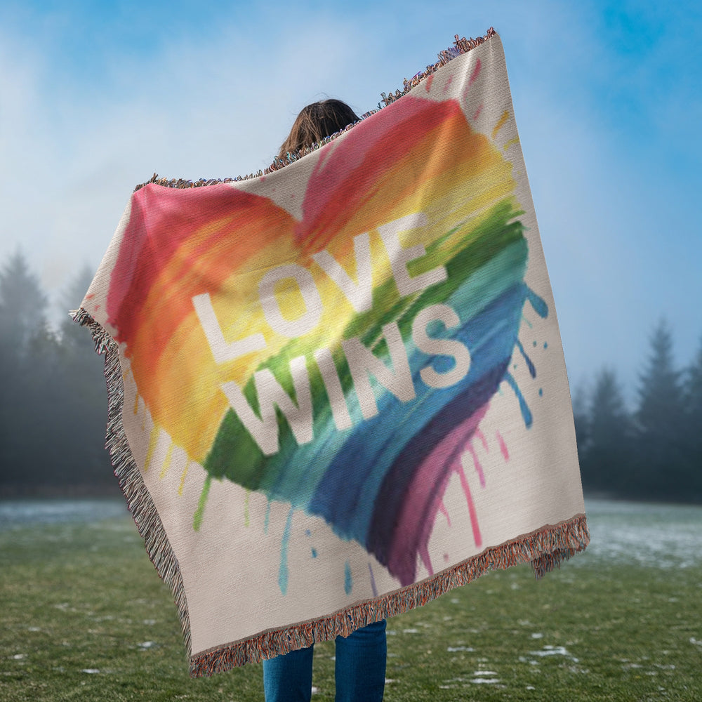 Love Wins Rainbow Heirloom Woven Blanket