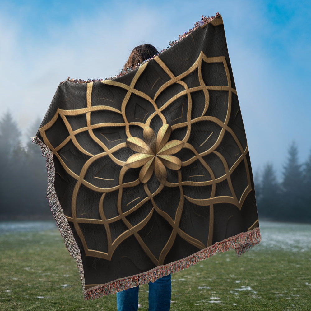 Custom Designer Flower Inlay Pattern Heirloom Artwork Woven Blanket