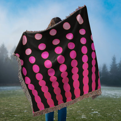 Custom Designer Pink Dot Links Heirloom Artwork Woven Blanket