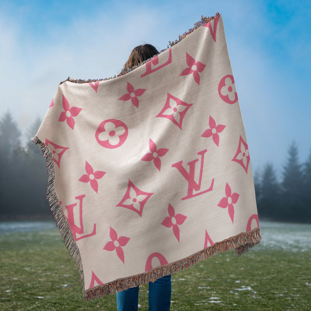 PINK CUSTOM TEMPLE CUSTOM DESIGNER HEIRLOOM ARTWORK WOVEN BLANKET