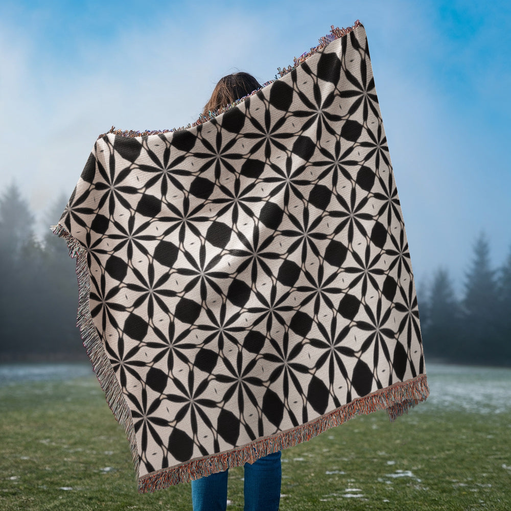 Black & White Custom Geometric Artwork Designer Heirloom Woven Blanket
