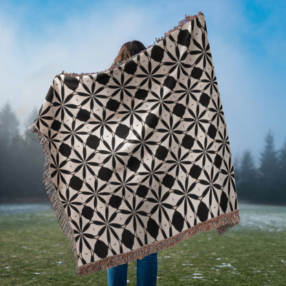 Black & White Custom Geometric Artwork Designer Heirloom Woven Blanket