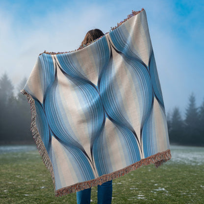 POPULAR DESIGN- Custom Designer Blue Bulb Bloom Heirloom Artwork Woven Blanket