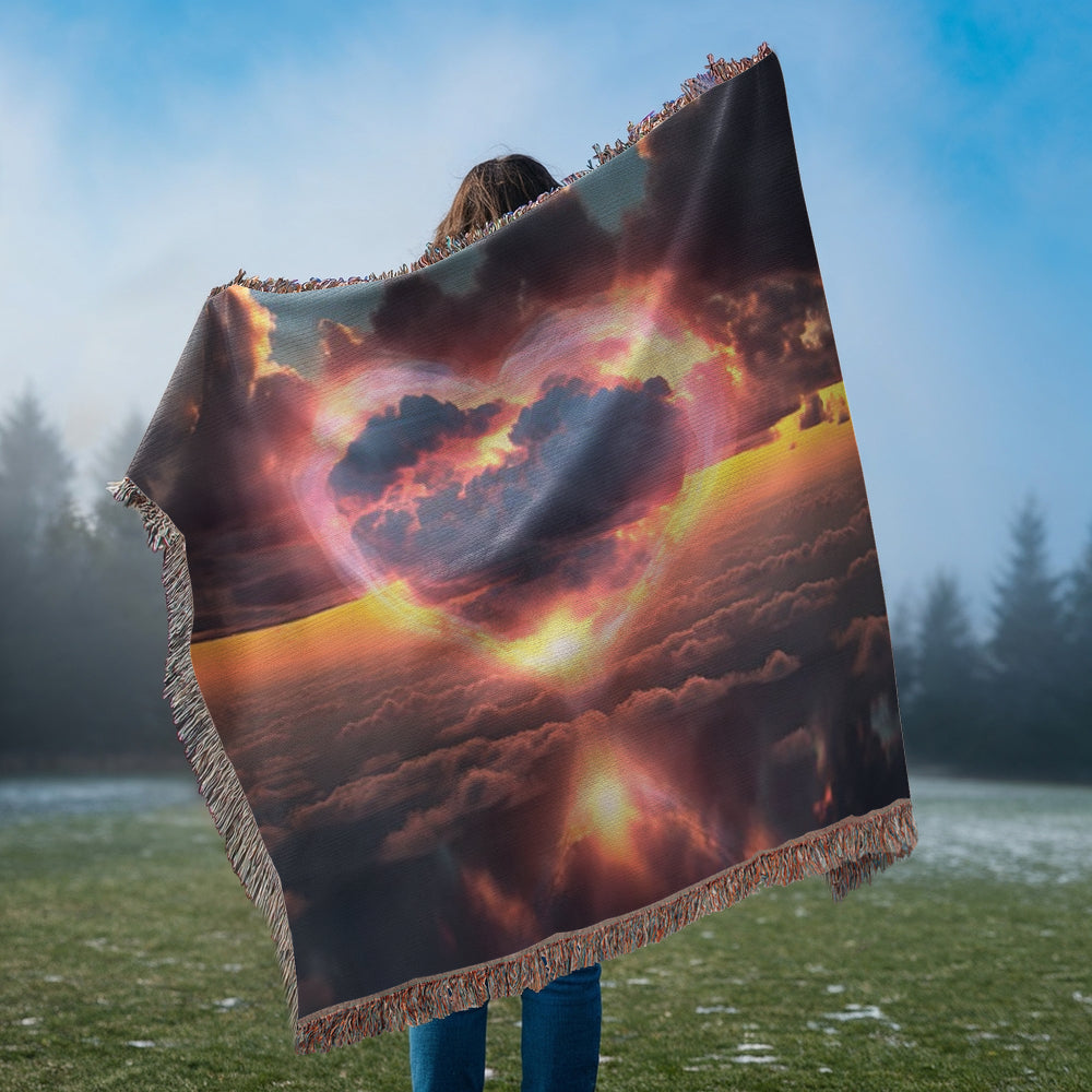 Cotton Candy Cloud Sunset Design Heirloom Artwork Woven Blanket