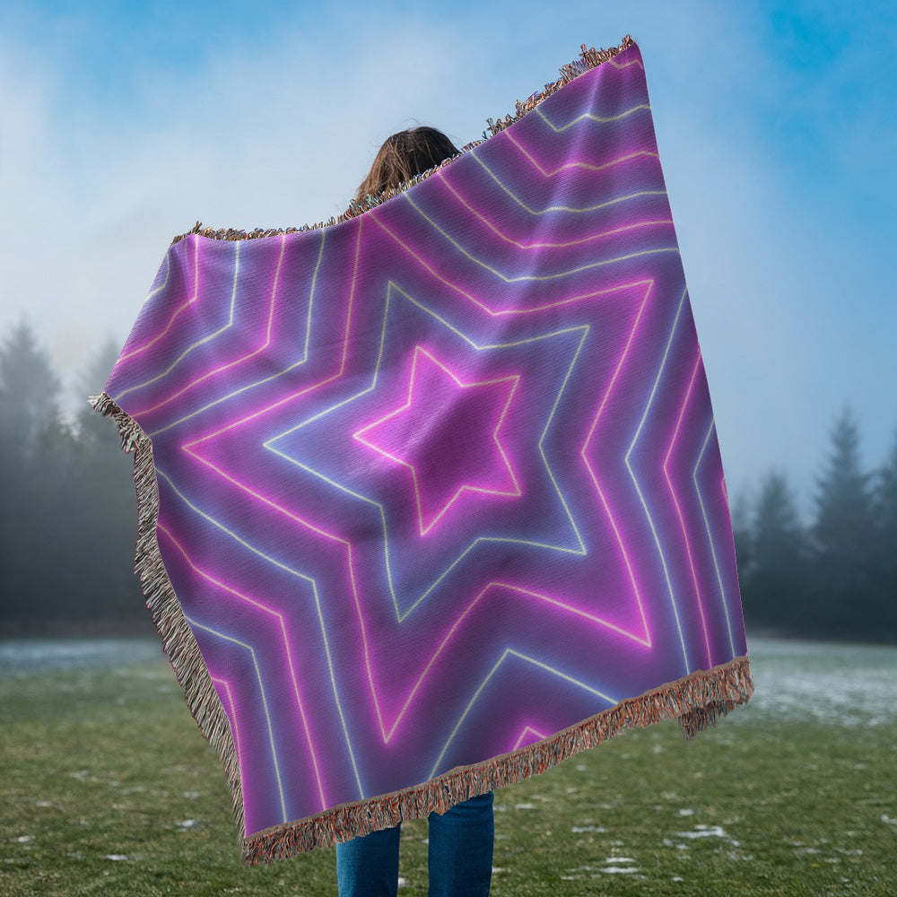 Custom Design Star Purple Echo Heirloom Artwork Woven Blanket