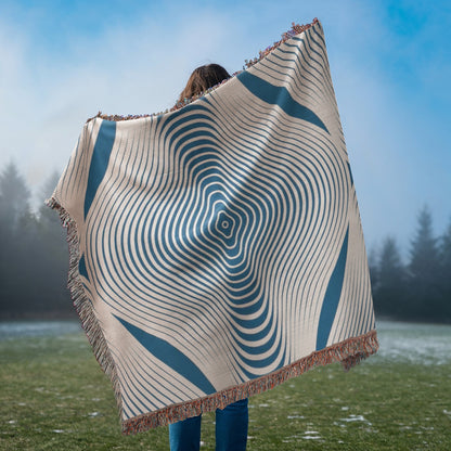 Custom Designer Blue Hypnotic Heirloom Artwork Woven Blanket