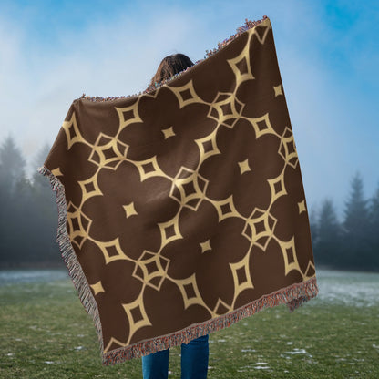 CUSTOM DESIGNER DIAMOND PATTERN HEIRLOOM ARTWORK WOVEN BLANKET