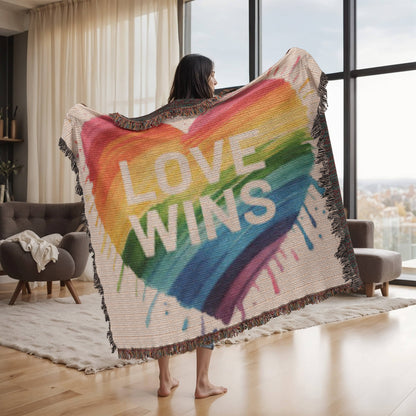 Love Wins Rainbow Heirloom Woven Blanket