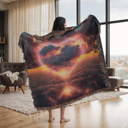 Cotton Candy Cloud Sunset Design Heirloom Artwork Woven Blanket