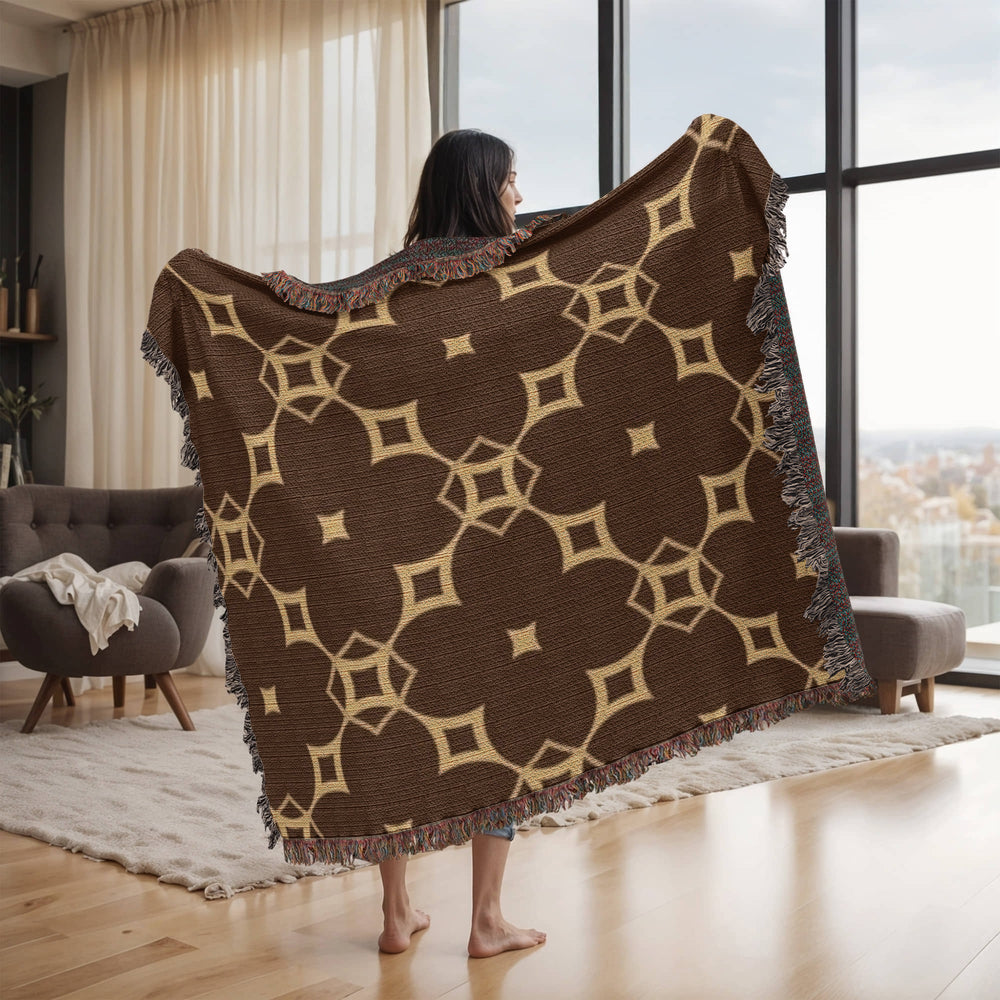 CUSTOM DESIGNER DIAMOND PATTERN HEIRLOOM ARTWORK WOVEN BLANKET