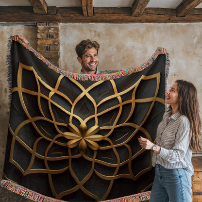 Custom Designer Flower Inlay Pattern Heirloom Artwork Woven Blanket