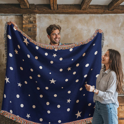 Custom Designer Dark Starry Night Heirloom Artwork Woven Blanket