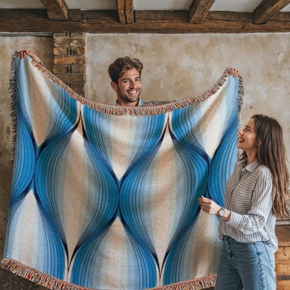 POPULAR DESIGN- Custom Designer Blue Bulb Bloom Heirloom Artwork Woven Blanket