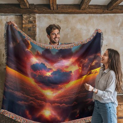 Cotton Candy Cloud Sunset Design Heirloom Artwork Woven Blanket