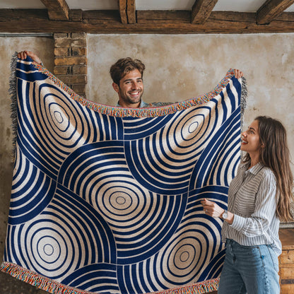 Blue Spiral Heirloom Woven Blanket