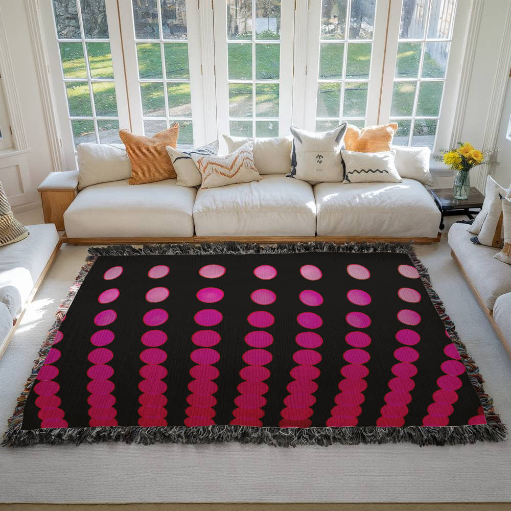 Custom Designer Pink Dot Links Heirloom Artwork Woven Blanket