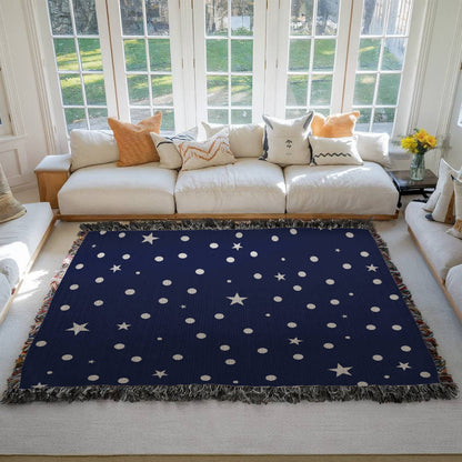 Custom Designer Dark Starry Night Heirloom Artwork Woven Blanket
