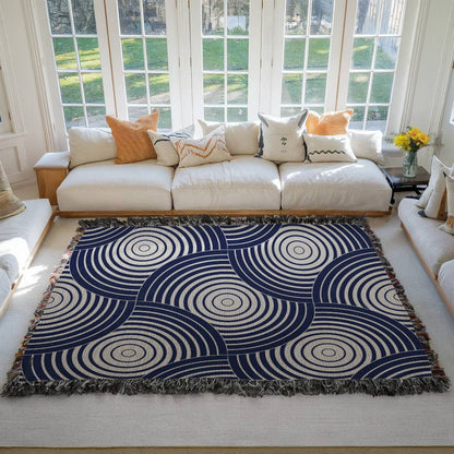 Blue Spiral Heirloom Woven Blanket