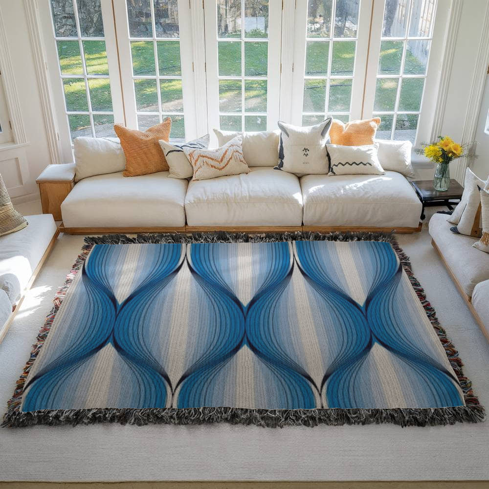 POPULAR DESIGN- Custom Designer Blue Bulb Bloom Heirloom Artwork Woven Blanket