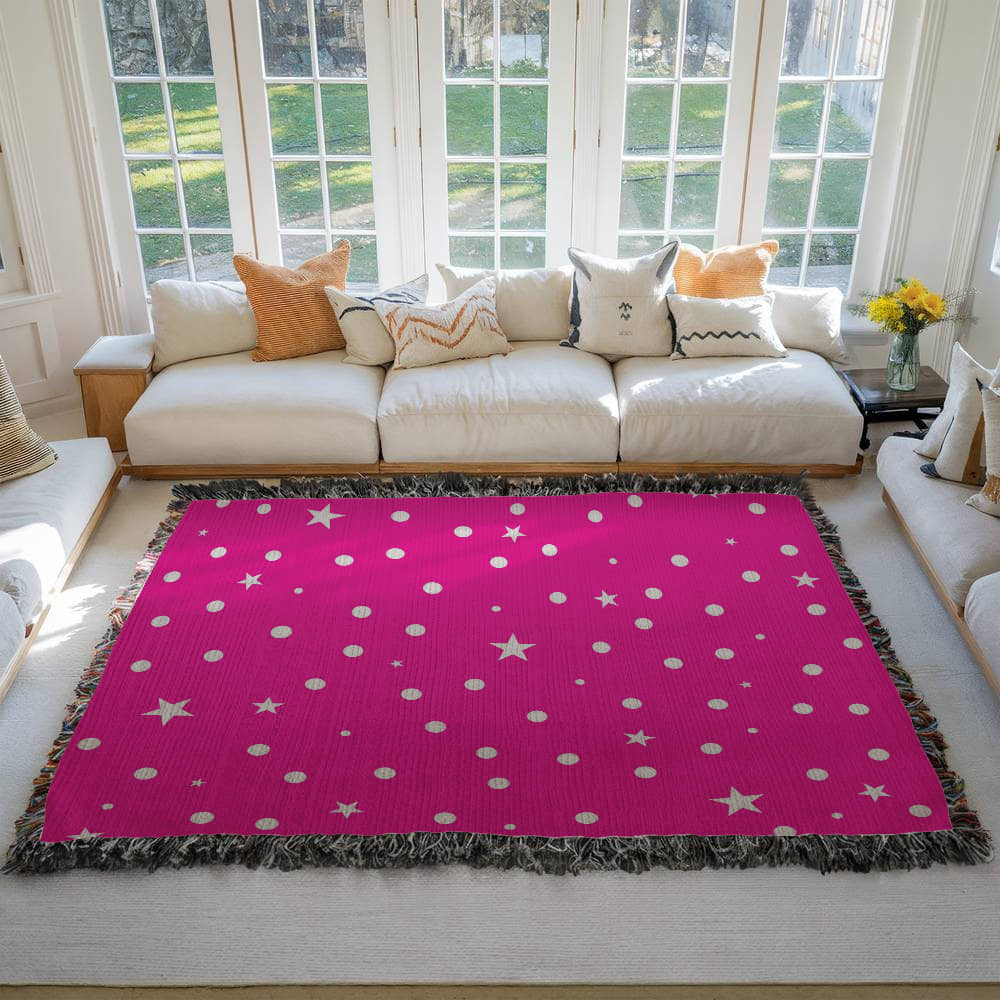 Custom Designer Pink Star Heirloom Artwork Woven Blanket