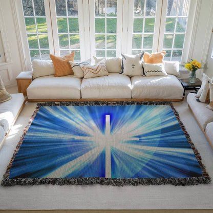 Cross Shining Threw Design Heirloom Artwork Woven Blanket