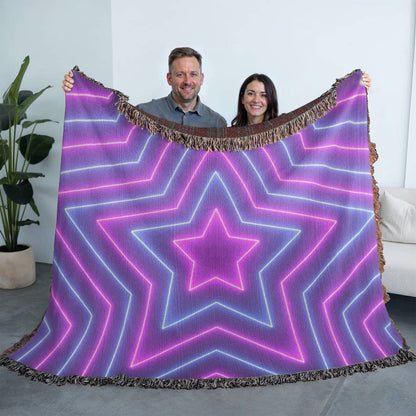 Custom Design Star Purple Echo Heirloom Artwork Woven Blanket