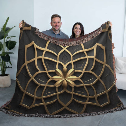 Custom Designer Flower Inlay Pattern Heirloom Artwork Woven Blanket