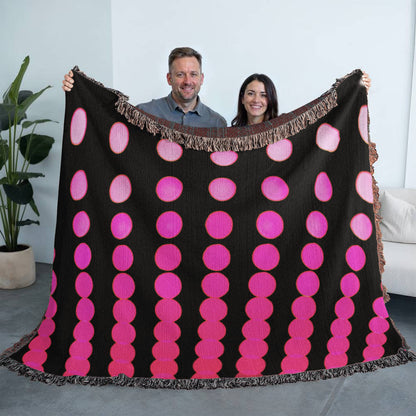 Custom Designer Pink Dot Links Heirloom Artwork Woven Blanket