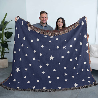 Custom Designer Dark Starry Night Heirloom Artwork Woven Blanket
