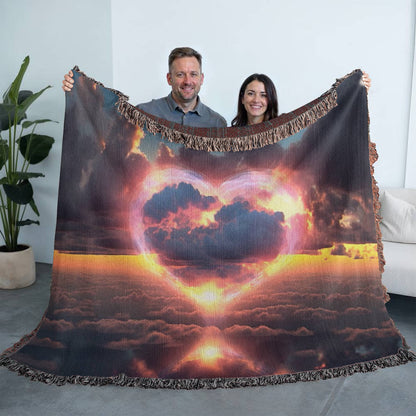 Cotton Candy Cloud Sunset Design Heirloom Artwork Woven Blanket