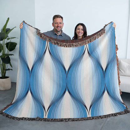 POPULAR DESIGN- Custom Designer Blue Bulb Bloom Heirloom Artwork Woven Blanket