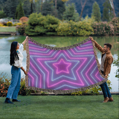 Custom Design Star Purple Echo Heirloom Artwork Woven Blanket