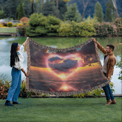Cotton Candy Cloud Sunset Design Heirloom Artwork Woven Blanket