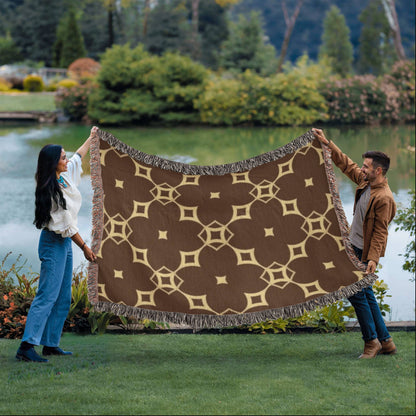 CUSTOM DESIGNER DIAMOND PATTERN HEIRLOOM ARTWORK WOVEN BLANKET