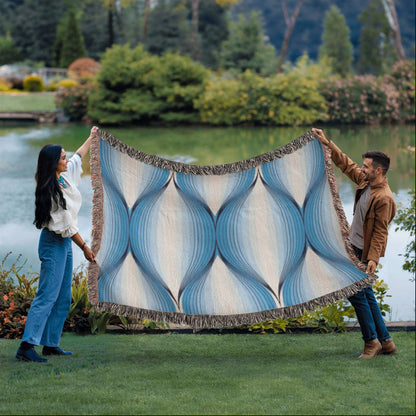 POPULAR DESIGN- Custom Designer Blue Bulb Bloom Heirloom Artwork Woven Blanket