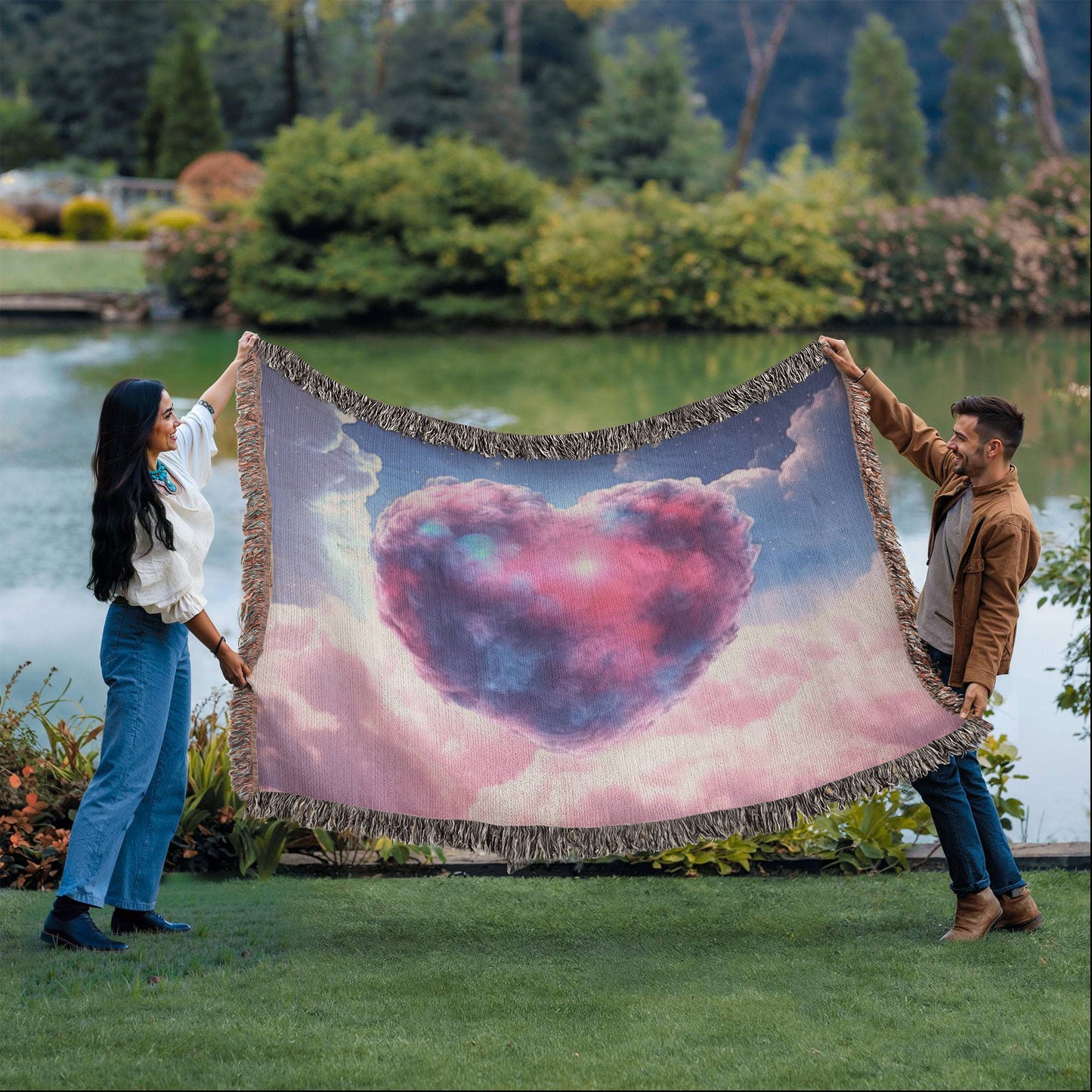 Cotton Candy Clouds II Design Heirloom Artwork Woven Blanket