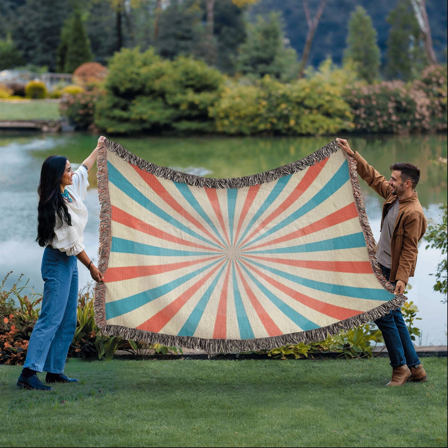 Custom Designer Circus Pattern Heirloom Artwork Woven Blanket