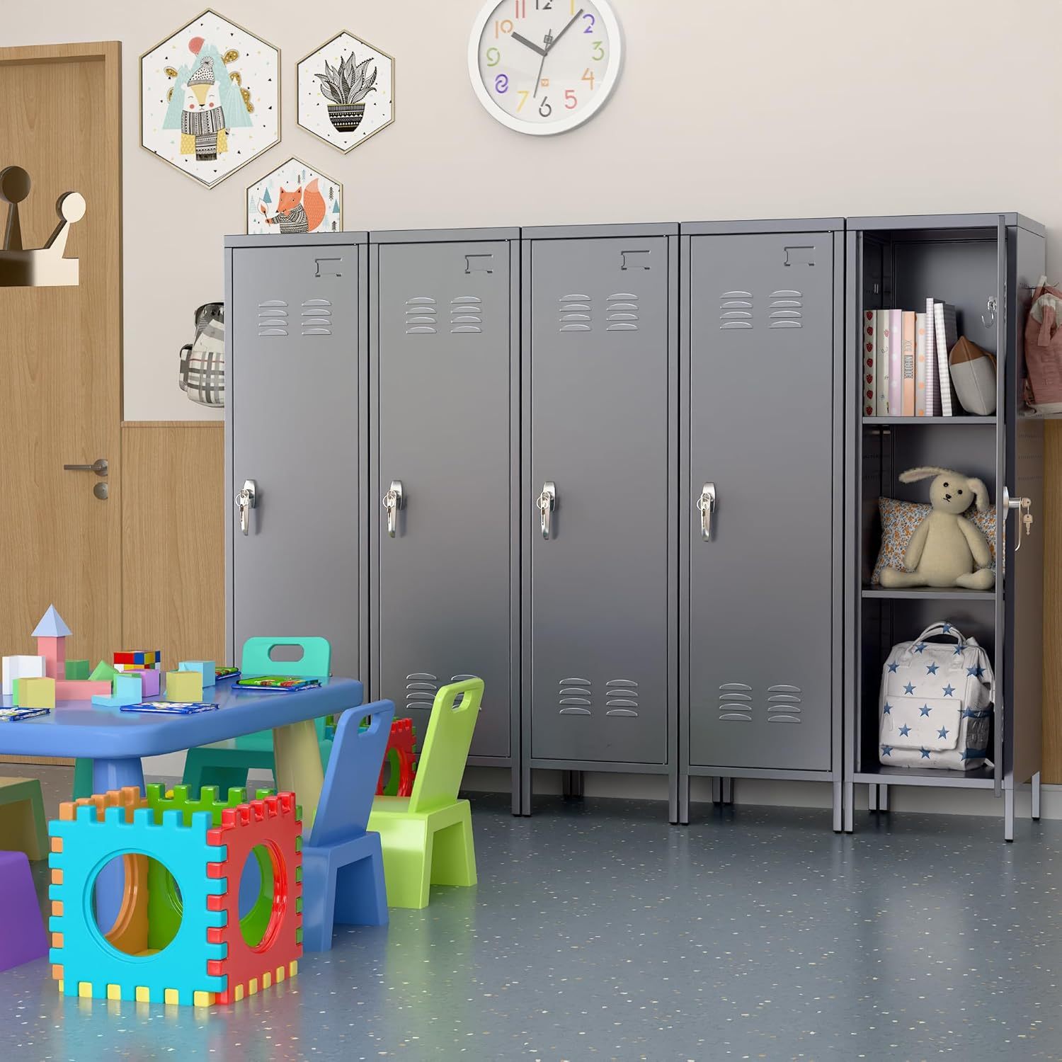 Metal Lockers For Kids, Teens, College Dorms, or Employees With Handle,Metal Storage Locker
