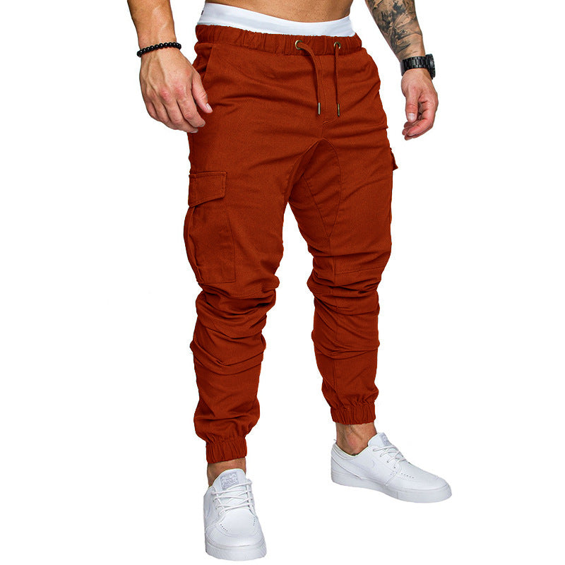 Fashion Men's Drawstring Adjustable Pocket Pants New Casual Men's Pants Jogging Slim Fit Striped Clothing