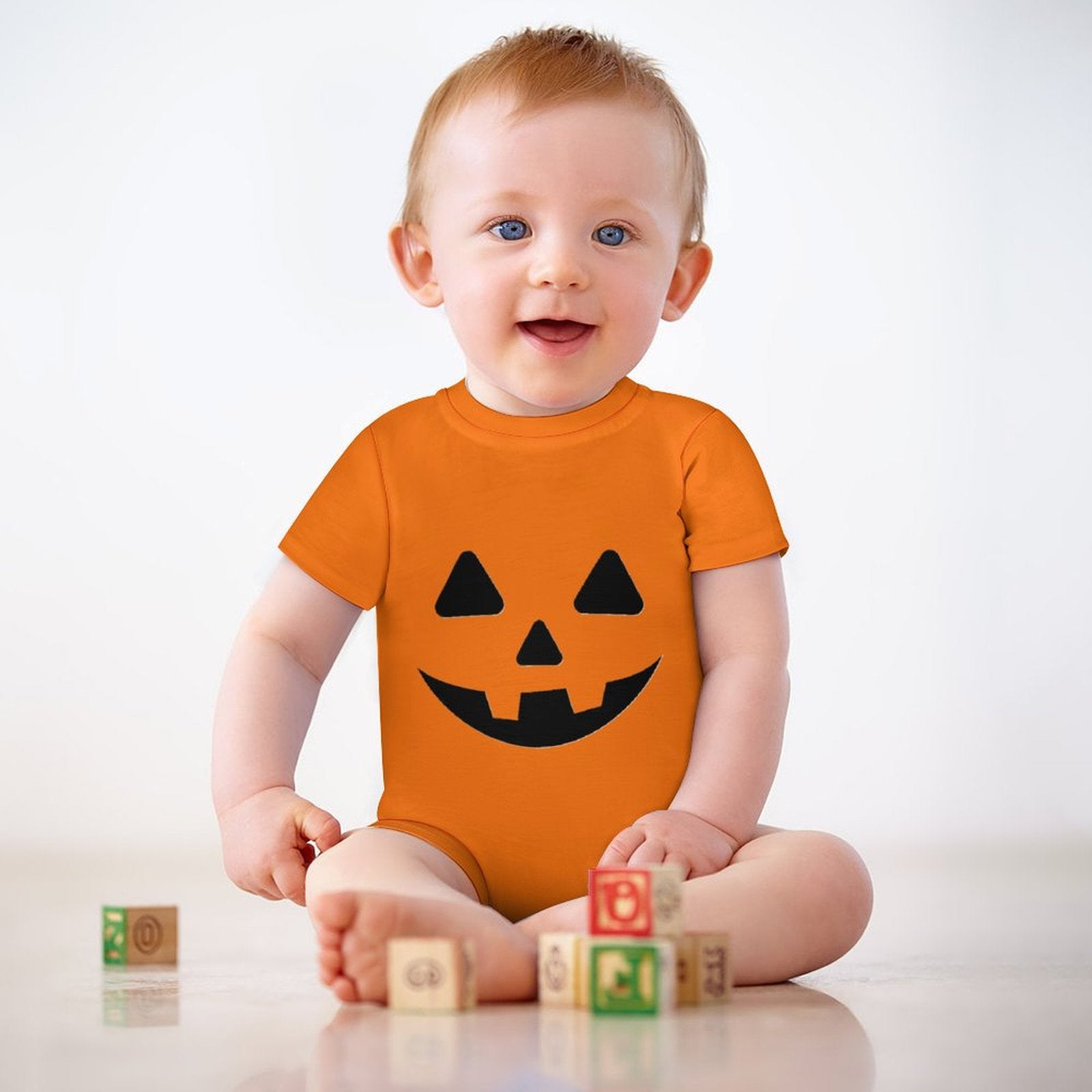 Baby Halloween Pumpkin Short-Sleeve Onesie Set Type 2