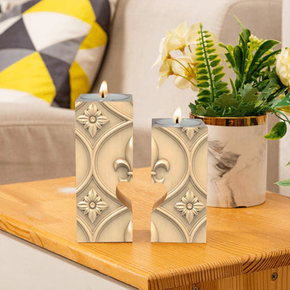 Gold Fleur delis Pattern II Wooden Candle Holder (Without Candle)