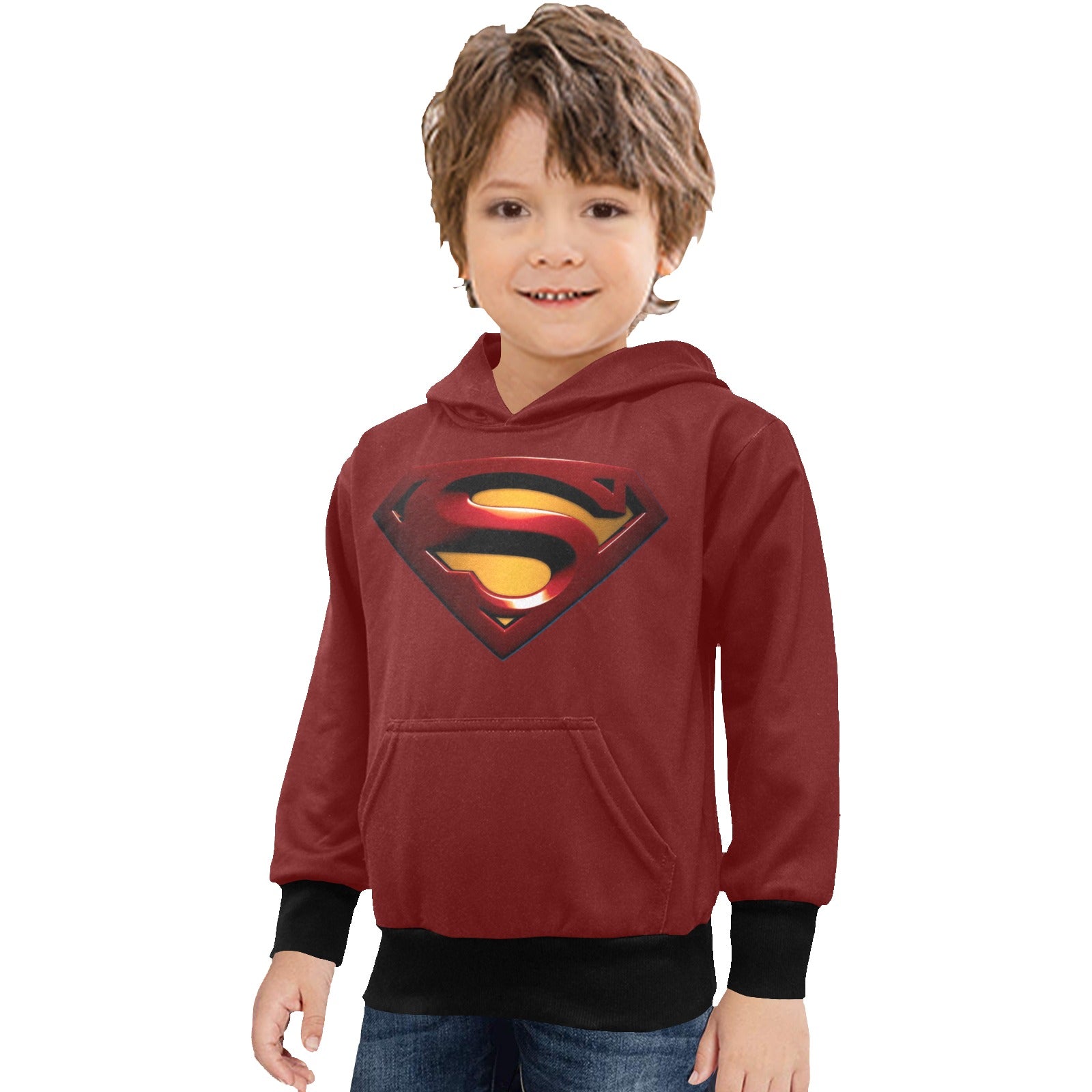 Super Hero Pattern -Little Boys' Long Sleeve Hoodie