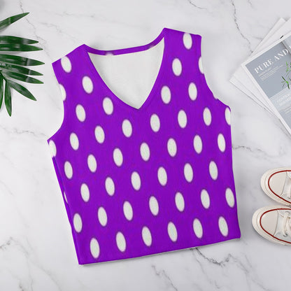 KSC's Exclusive Polka Dot Designs Women's Long Sleeve Button Knit Vest- 10 Options Inside